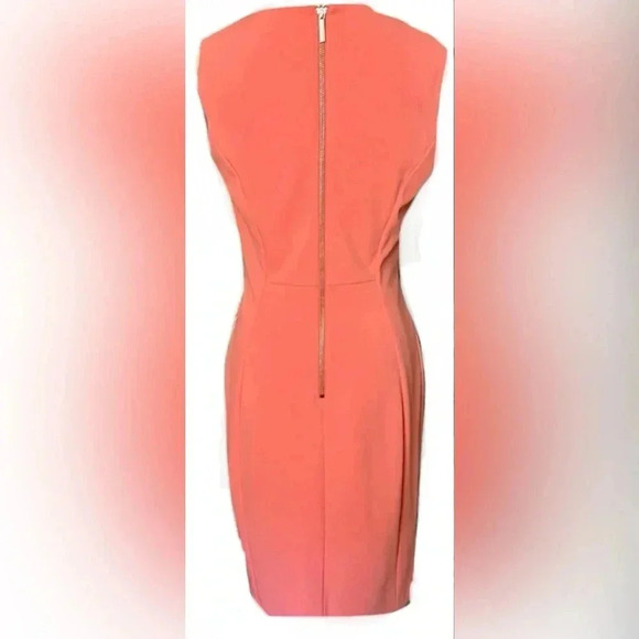 Calvin Klein Sheath Scuba Peach Dress Size 8 - Picture 5 of 9